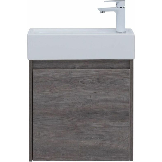 Тумба подвесная с раковиной Aquanet Nova Lite 50 см 298854 (1 дверца) дуб рошелье, Цвет фасада: дуб рошелье - фото 