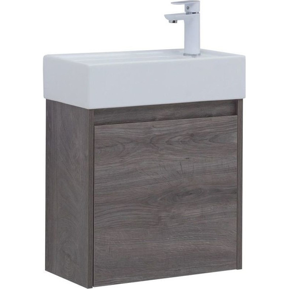 Тумба подвесная с раковиной Aquanet Nova Lite 50 см 298854 (1 дверца) дуб рошелье, Цвет фасада: дуб рошелье - фото 3