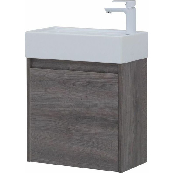 Тумба подвесная с раковиной Aquanet Nova Lite 50 см 298854 (1 дверца) дуб рошелье, Цвет фасада: дуб рошелье - фото 4