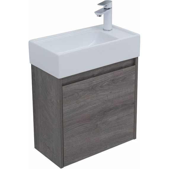 Тумба подвесная с раковиной Aquanet Nova Lite 50 см 298854 (1 дверца) дуб рошелье, Цвет фасада: дуб рошелье - фото 5