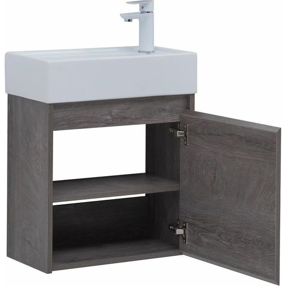 Тумба подвесная с раковиной Aquanet Nova Lite 50 см 298854 (1 дверца) дуб рошелье, Цвет фасада: дуб рошелье - фото 6