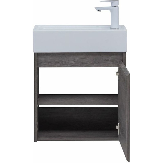 Тумба подвесная с раковиной Aquanet Nova Lite 50 см 298854 (1 дверца) дуб рошелье, Цвет фасада: дуб рошелье - фото 8