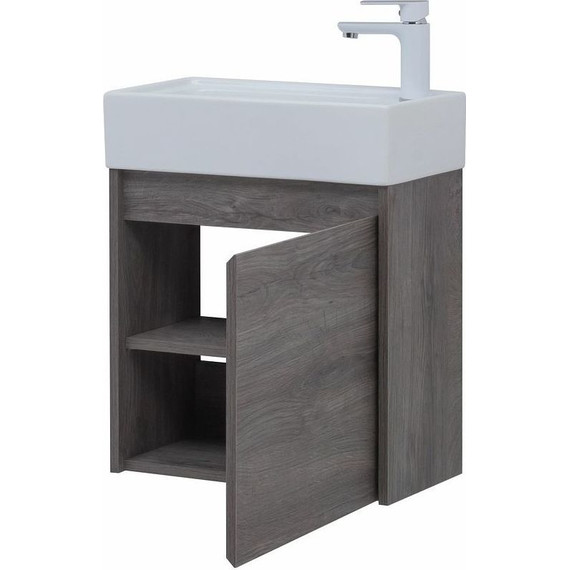 Тумба подвесная с раковиной Aquanet Nova Lite 50 см 298854 (1 дверца) дуб рошелье, Цвет фасада: дуб рошелье - фото 9