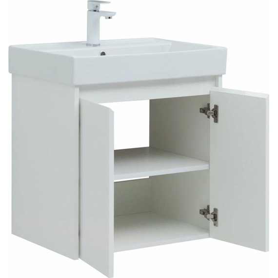 Тумба подвесная с раковиной Aquanet Nova Lite 60 см 298847 (2 дверцы) белый, Цвет фасада: белый - фото 7