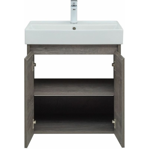 Тумба подвесная с раковиной Aquanet Nova Lite 60 см 298848 (2 дверцы) дуб рошелье, Цвет фасада: дуб рошелье - фото 9