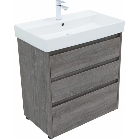 Тумба напольная с раковиной Aquanet Nova Lite 75 см 302473 (3 ящика) дуб рошелье, Цвет фасада: дуб рошелье - фото 5