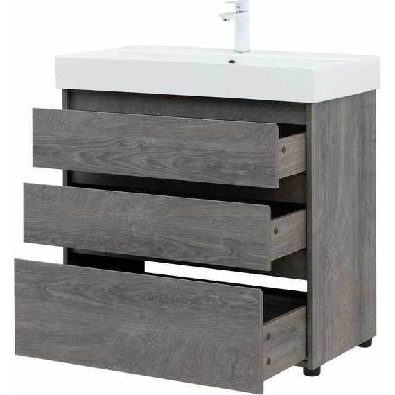 Тумба напольная с раковиной Aquanet Nova Lite 85 см 302476 (3 ящика) дуб рошелье, Цвет фасада: дуб рошелье - фото 6