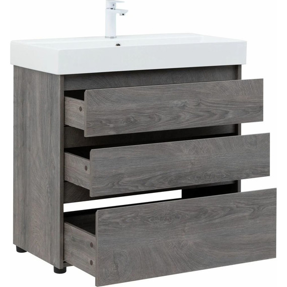 Тумба напольная с раковиной Aquanet Nova Lite 85 см 302476 (3 ящика) дуб рошелье, Цвет фасада: дуб рошелье - фото 9