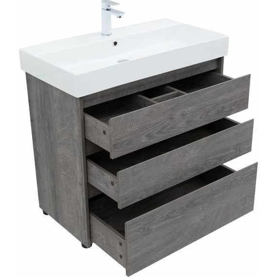 Тумба напольная с раковиной Aquanet Nova Lite 85 см 302476 (3 ящика) дуб рошелье, Цвет фасада: дуб рошелье - фото 10