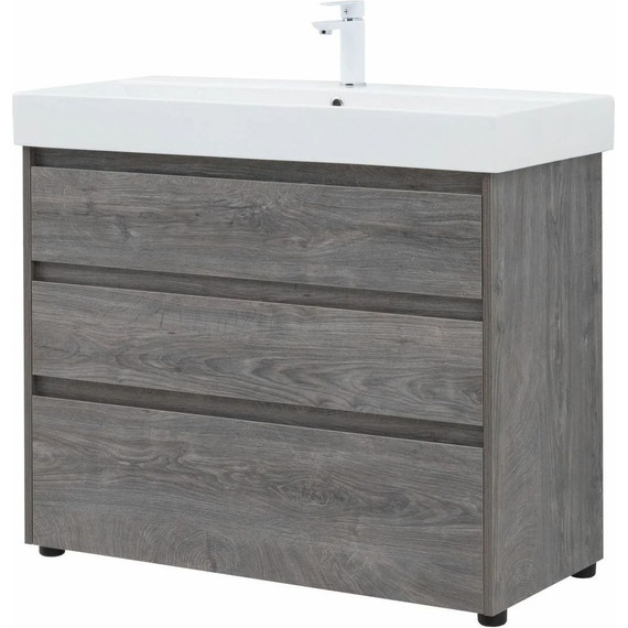 Тумба напольная с раковиной Aquanet Nova Lite 100 см 302479 (3 ящика) дуб рошелье, Цвет фасада: дуб рошелье - фото 5