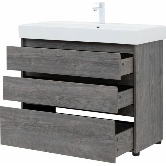 Тумба напольная с раковиной Aquanet Nova Lite 100 см 302479 (3 ящика) дуб рошелье, Цвет фасада: дуб рошелье - фото 6