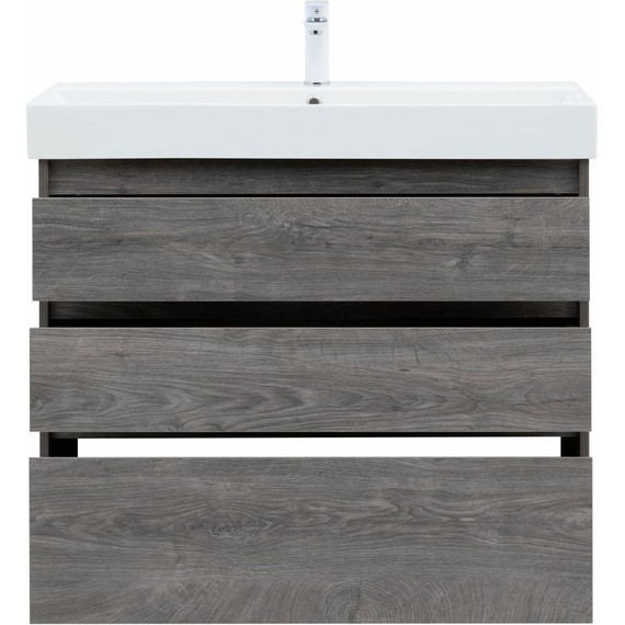 Тумба напольная с раковиной Aquanet Nova Lite 100 см 302479 (3 ящика) дуб рошелье, Цвет фасада: дуб рошелье - фото 7