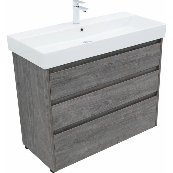 Тумба напольная с раковиной Aquanet Nova Lite 100 см 302479 (3 ящика) дуб рошелье, Цвет фасада: дуб рошелье - фото 11