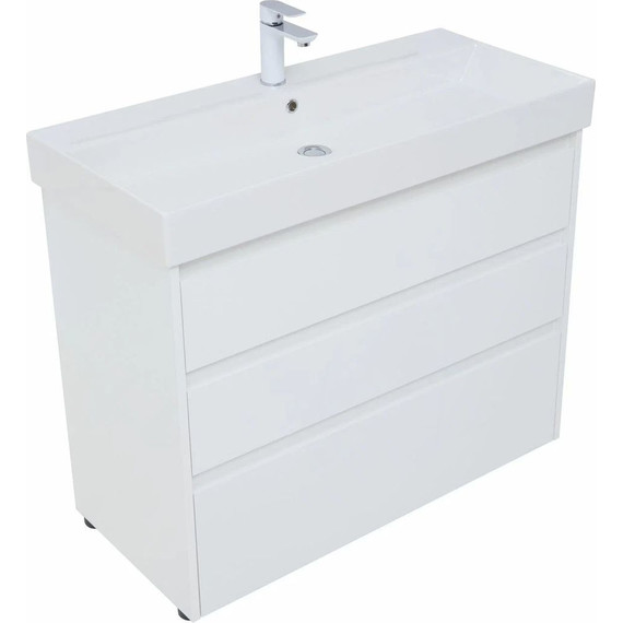 Тумба напольная с раковиной Aquanet Nova Lite 100 см 302478 (3 ящика) белый, Цвет фасада: белый - фото 6