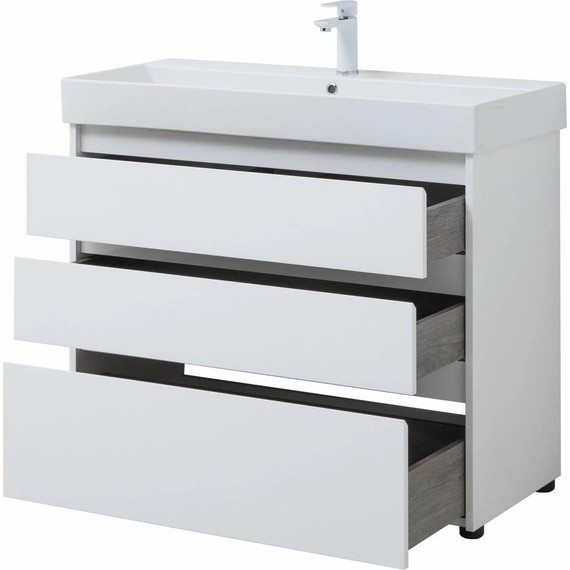 Тумба напольная с раковиной Aquanet Nova Lite 100 см 302478 (3 ящика) белый, Цвет фасада: белый - фото 10