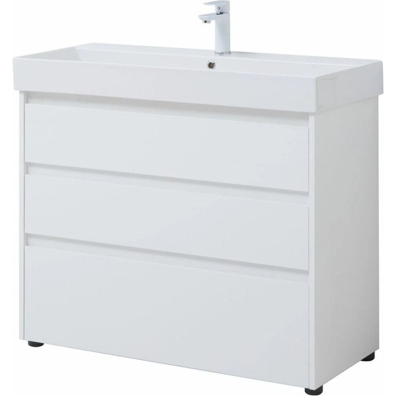 Тумба напольная с раковиной Aquanet Nova Lite 100 см 302478 (3 ящика) белый, Цвет фасада: белый - фото 11