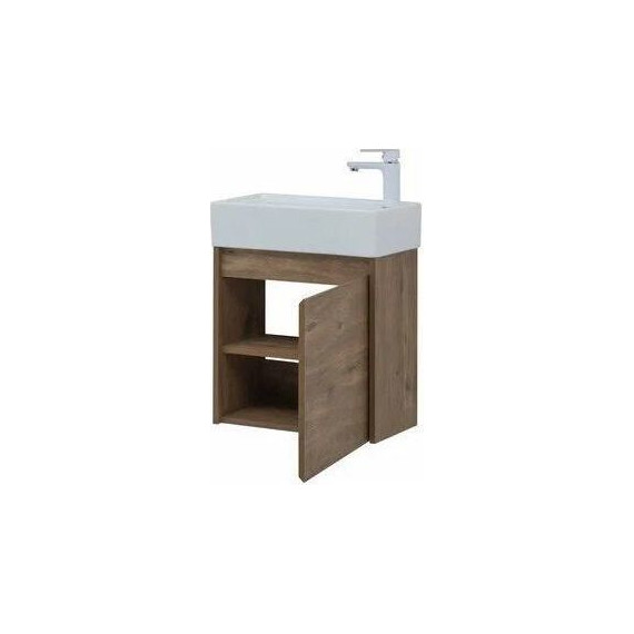 Тумба подвесная с раковиной Aquanet Nova Lite 50 см 298855 (с дверцей) дуб рустикальный, Цвет фасада: тёмное дерево - фото 3