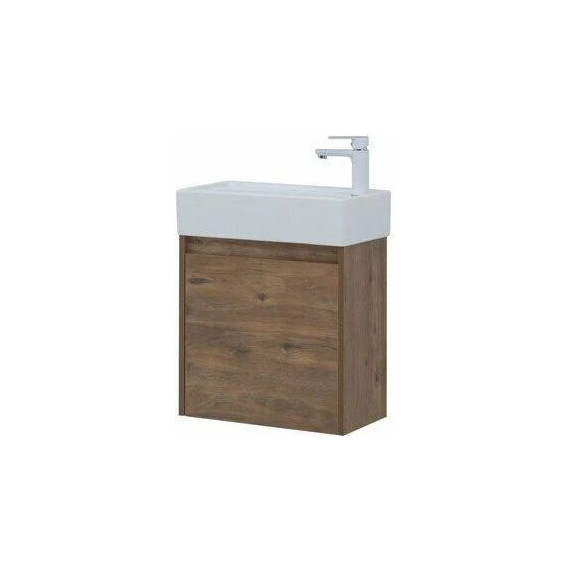 Тумба подвесная с раковиной Aquanet Nova Lite 50 см 298855 (с дверцей) дуб рустикальный, Цвет фасада: тёмное дерево - фото 5