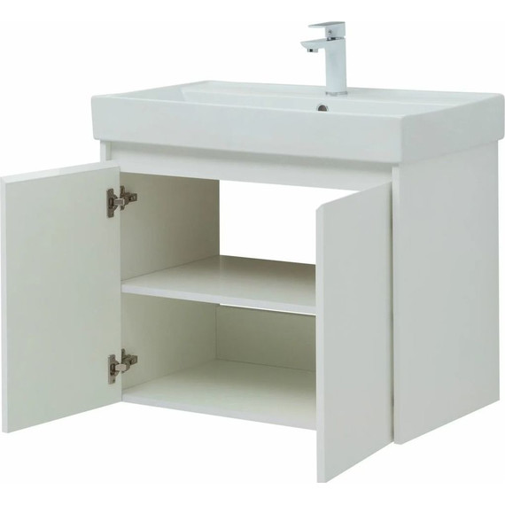 Тумба подвесная с раковиной Aquanet Nova Lite 75 см 298850 (2 дверцы) белый, Цвет фасада: белый - фото 5