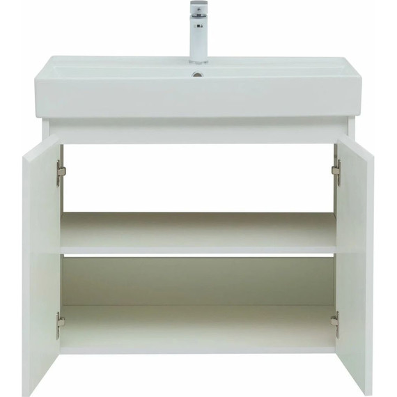 Тумба подвесная с раковиной Aquanet Nova Lite 75 см 298850 (2 дверцы) белый, Цвет фасада: белый - фото 6