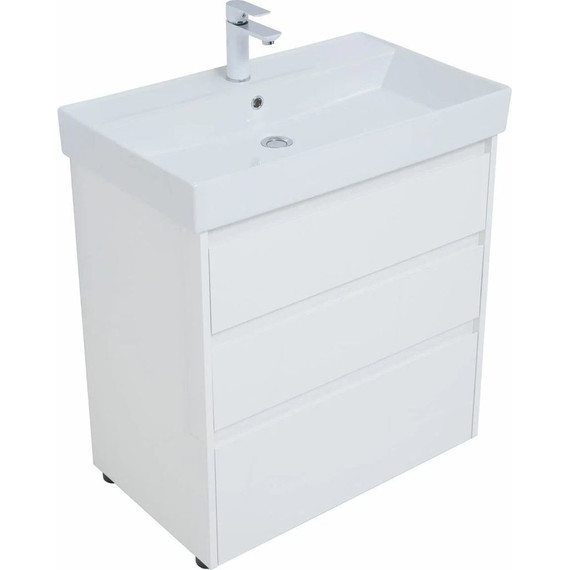 Тумба напольная с раковиной Aquanet Nova Lite 75 см 302472 (3 ящика) белый, Цвет фасада: белый - фото 6
