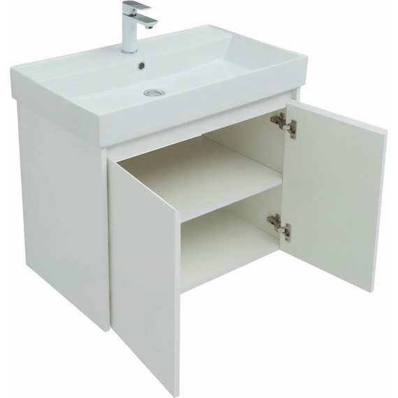Тумба подвесная с раковиной Aquanet Nova Lite 75 см 298850 (2 дверцы) белый, Цвет фасада: белый - фото 8