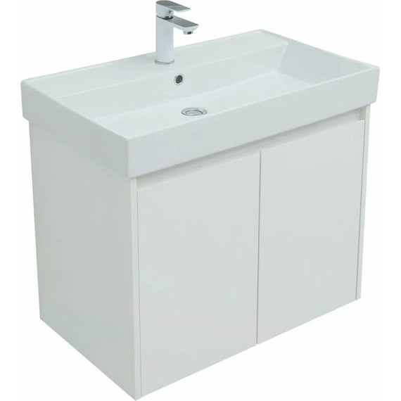 Тумба подвесная с раковиной Aquanet Nova Lite 75 см 298850 (2 дверцы) белый, Цвет фасада: белый - фото 9