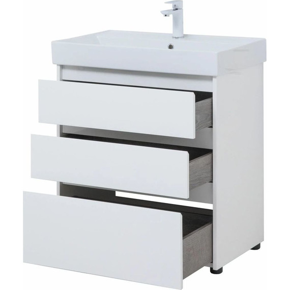 Тумба напольная с раковиной Aquanet Nova Lite 75 см 302472 (3 ящика) белый, Цвет фасада: белый - фото 10