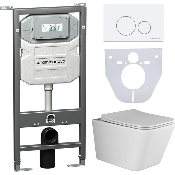 Инсталляция с подвесным унитазом Ceramicanova Metric Rimless CN3007_1001W_1000 - фото 