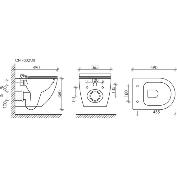 Инсталляция с подвесным унитазом Ceramicanova Metropol Rimless CN4002MB_1002B_1000 - фото 13
