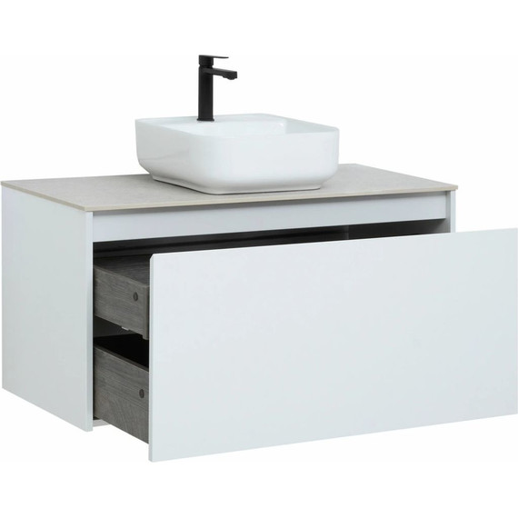 Тумба подвесная со столешницей Aquanet Nova Lite 100 см 242580 (1 ящик) белый, Цвет фасада: белый - фото 10