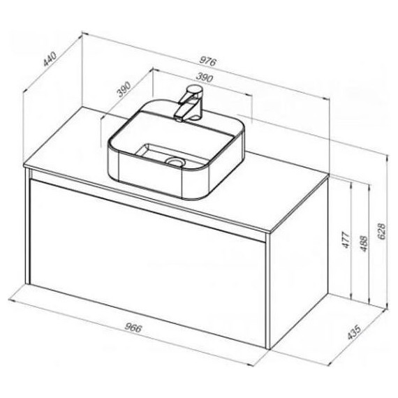 Тумба подвесная со столешницей Aquanet Nova Lite 100 см 242580 (1 ящик) белый, Цвет фасада: белый - фото 12