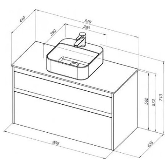 Тумба подвесная со столешницей Aquanet Nova Lite 100 см 242581 (2 ящика) белый, Цвет фасада: белый - фото 13