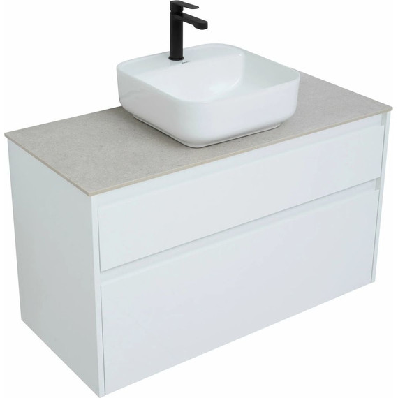 Тумба подвесная со столешницей Aquanet Nova Lite 100 см 242581 (2 ящика) белый, Цвет фасада: белый - фото 8