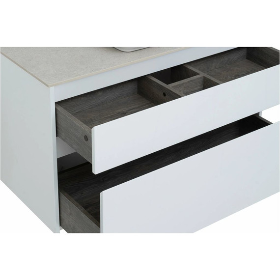 Тумба подвесная со столешницей Aquanet Nova Lite 100 см 242581 (2 ящика) белый, Цвет фасада: белый - фото 10