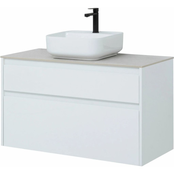 Тумба подвесная со столешницей Aquanet Nova Lite 100 см 242581 (2 ящика) белый, Цвет фасада: белый - фото 11