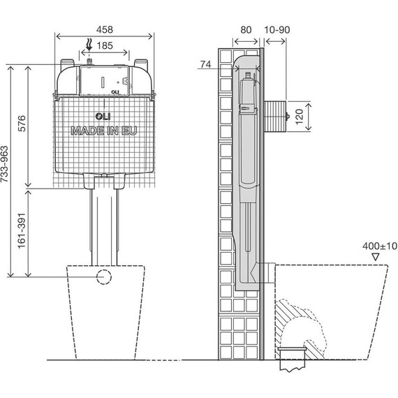 Смывной бачок скрытого монтажа Oli 74 (механический) 601601 - фото, картинка 2 Смывной бачок скрытого монтажа Oli 74 (механический) 601601 - фото 2