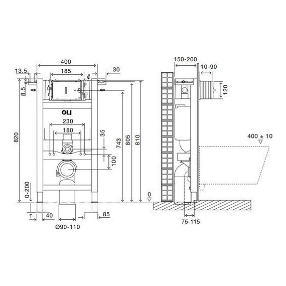 Инсталляция для унитаза Oli Expert Plus Sanitarblock (пневматическая) 721705 - фото 5
