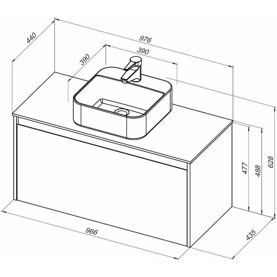 Тумба подвесная со столешницей Aquanet Nova Lite 100 см 249520 (1 ящик) дуб рустикальный, Цвет фасада: тёмное дерево - фото 21