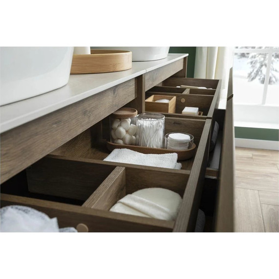 Тумба подвесная со столешницей Aquanet Nova Lite 100 см 249520 (1 ящик) дуб рустикальный, Цвет фасада: тёмное дерево - фото 13