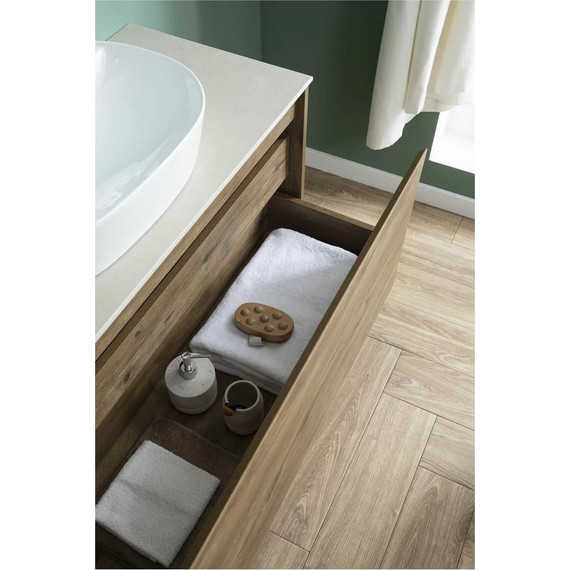 Тумба подвесная со столешницей Aquanet Nova Lite 100 см 249520 (1 ящик) дуб рустикальный, Цвет фасада: тёмное дерево - фото 15