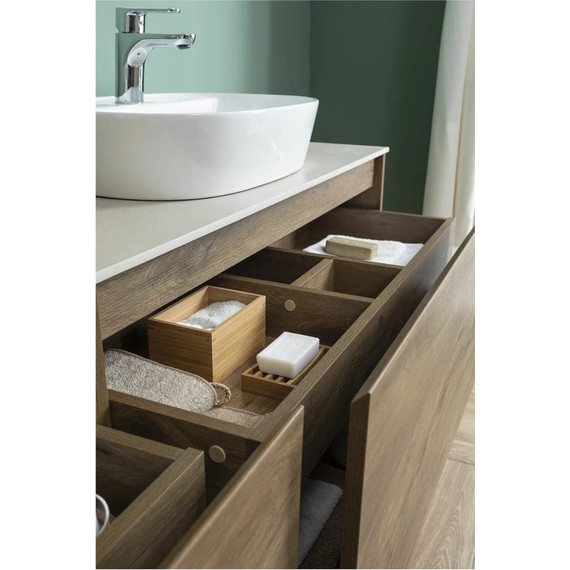 Тумба подвесная со столешницей Aquanet Nova Lite 100 см 249520 (1 ящик) дуб рустикальный, Цвет фасада: тёмное дерево - фото 17