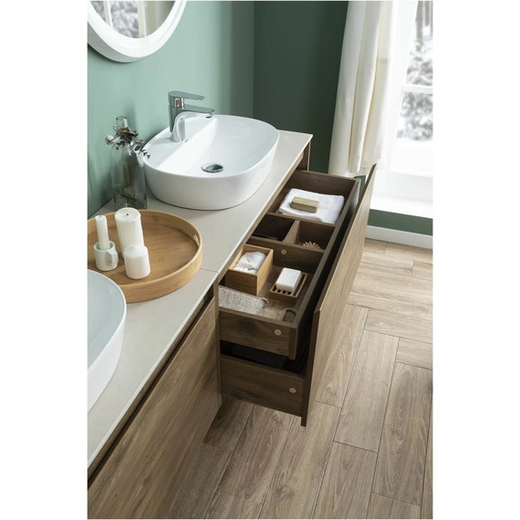 Тумба подвесная со столешницей Aquanet Nova Lite 100 см 249520 (1 ящик) дуб рустикальный, Цвет фасада: тёмное дерево - фото 19