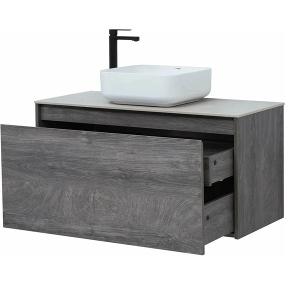 Тумба подвесная со столешницей Aquanet Nova Lite 100 см 242579 (1 ящик) дуб рошелье, Цвет фасада: дуб рошелье - фото 7