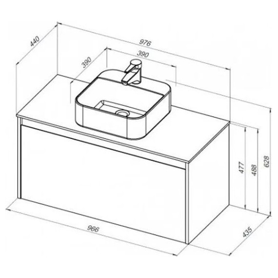 Тумба подвесная со столешницей Aquanet Nova Lite 100 см 242579 (1 ящик) дуб рошелье, Цвет фасада: дуб рошелье - фото 11