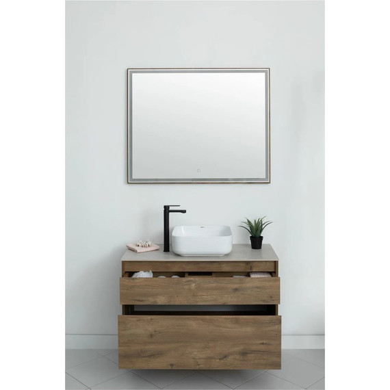 Тумба подвесная со столешницей Aquanet Nova Lite 100 см 249521 (2 ящика) дуб рустикальный, Цвет фасада: тёмное дерево - фото 11