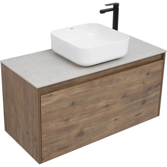 Тумба подвесная со столешницей Aquanet Nova Lite 100 см 249520 (1 ящик) дуб рустикальный, Цвет фасада: тёмное дерево - фото 6