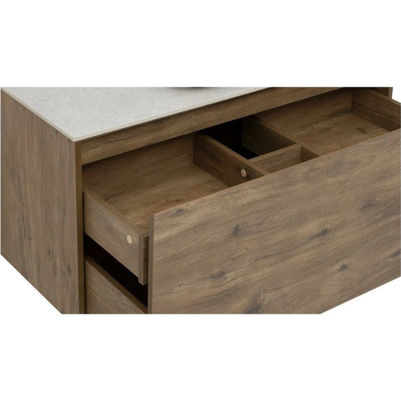 Тумба подвесная со столешницей Aquanet Nova Lite 100 см 249520 (1 ящик) дуб рустикальный, Цвет фасада: тёмное дерево - фото 8