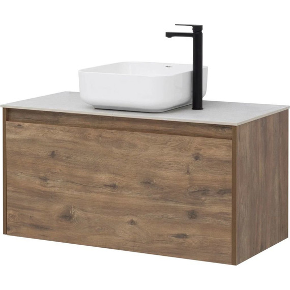 Тумба подвесная со столешницей Aquanet Nova Lite 100 см 249520 (1 ящик) дуб рустикальный, Цвет фасада: тёмное дерево - фото 10