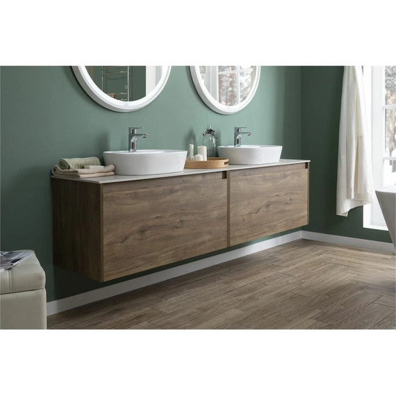 Тумба подвесная со столешницей Aquanet Nova Lite 100 см 249520 (1 ящик) дуб рустикальный, Цвет фасада: тёмное дерево - фото 11